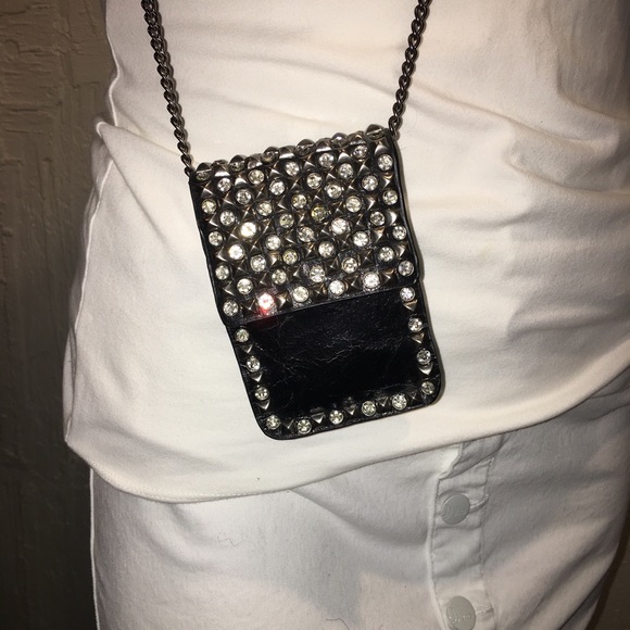 Vintage Small crossbody/belt bag/waist bag with studs and bling! - Picture 1 of 14
